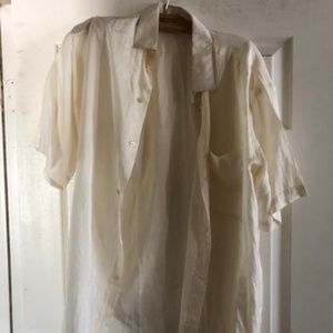 Delicate White Button Down Silk Shirt